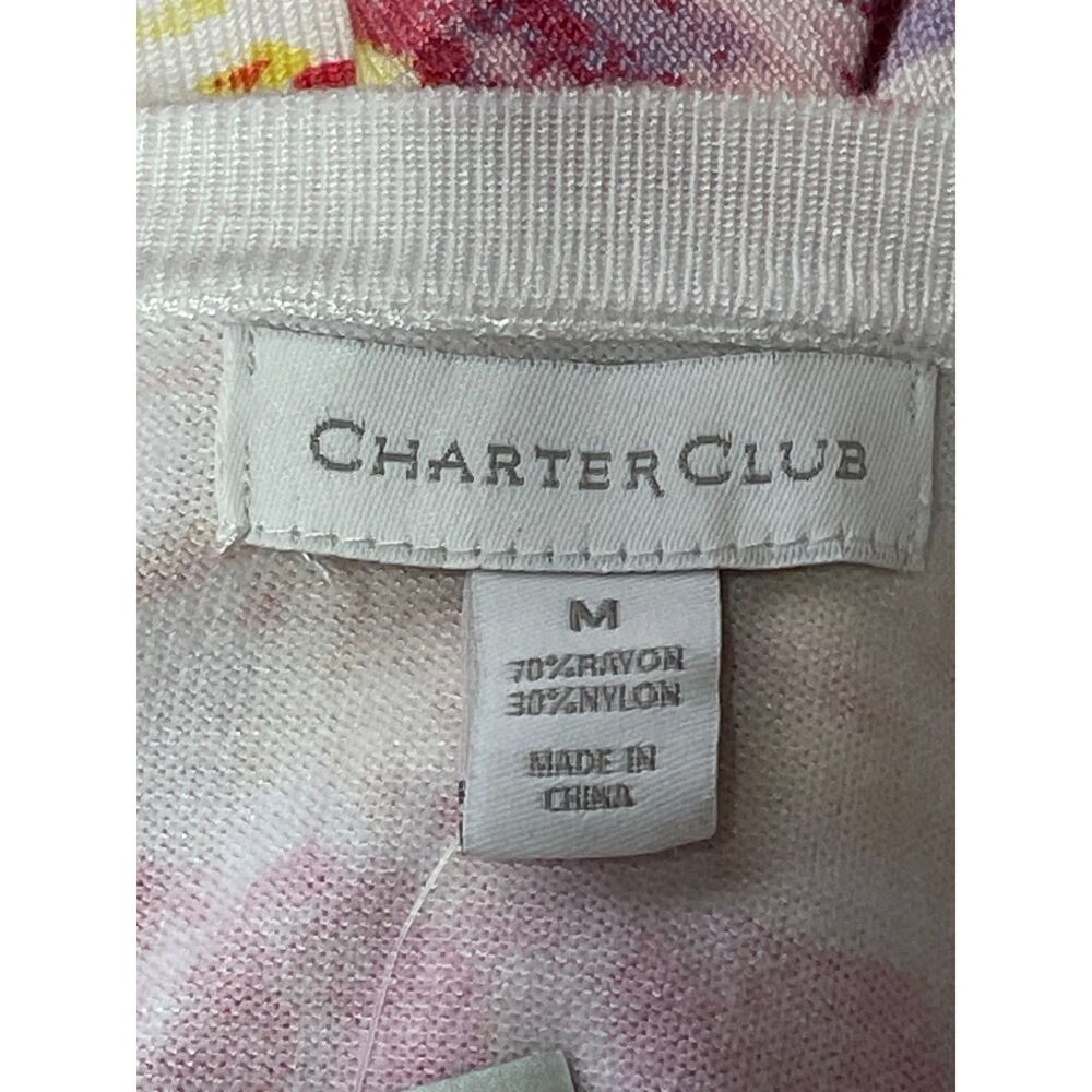 Charter Club NWT Floral Button Front Cardigan Sweater Medium Rayon Blend - Picture 5 of 7